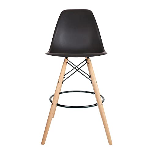 Conjunto com 2 Banquetas Eames Preta - Base Madeira Natural