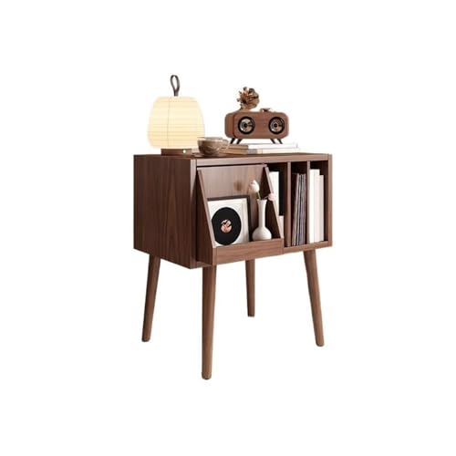 Stojak do przechowywania płyt CD Szafka na płyty CD w stylu retro z ukrytą szufladą. Drewniana półka na płyty winylowe(Brown)