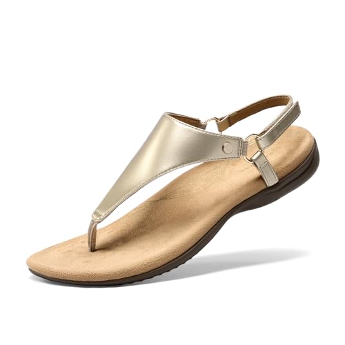Image of DREAM PAIRS Women's Flat Sandals Arch Support Orthopedic Comfortable Soft Cushion Summer T-Strap Walking Thong Sandals