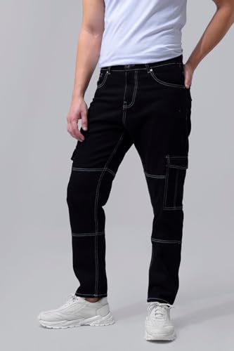 Image of SNITCH Men Mid Rise Heft Cargo Baggy Jeans