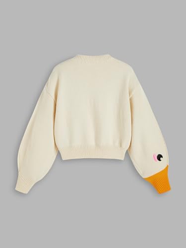 Image of CIDER Women's Goose Graphic Sweater Cute Knit Chunky Cropped Sweater Pullover Tops