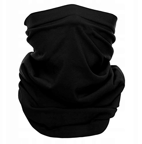 Urhome 1 x Écharpe Cou en Noir Cache Cou Col Nez Multifonction écharpe Bandanas Écran Facial Masque Visage écharpe Unisexe Femme Homme Cover