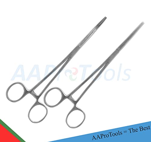 2 Pcs 8" Locking Straight & Curved Hemostat Set -Hemostat Forceps Set - Stainless Steel Locking Tweezer Clamps - Ideal Hemostats for Nurses, Fishing Forceps, Crafts and Hobby image 4