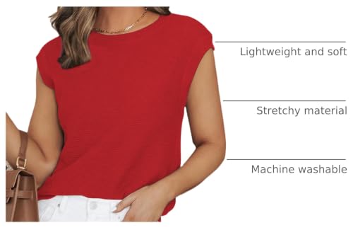 Image of CiCiBird Women Summer Cap Sleeve Sweaters Knit Crew Neck Pullover Tank Tops 2025 Casual Trendy Shirt