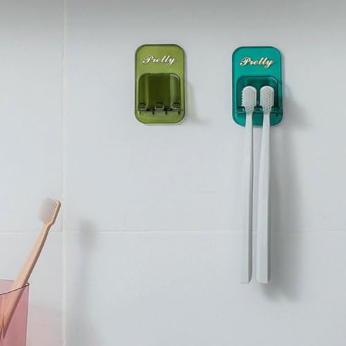 Image of REWOP Adhesive Wall Hooks for Heavy Items Stainless Steel, PVC, ABS Nail Free Seamless Adhesive Non-Trace No Drilling Installation Hanging, Waterproof Screws Wall Hook (Toothbrush Holder Sticker, 2)