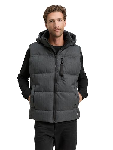 TOM TAILOR Herren Puffer Weste mit Abnehmbarer Kapuze – Ansicht 1