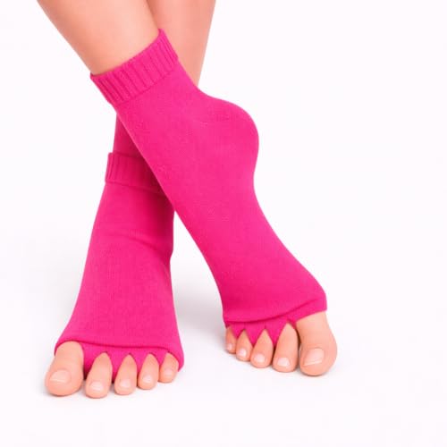 Image of Foot Alignment Orthopedic Cotton Socks for Men & Women | Five Toe Separator | Foot Pain Relief | Bunion Corrector | Plantar Fasciitis Support |Free Size | DarkGray-Pink | 2 Pair | UK8-11