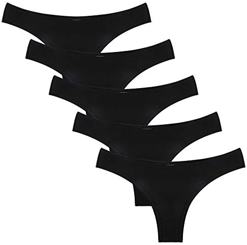 Nightaste Women's 5-Pack Soft Cotton Tanga Panties Breathable Sport Cheeky Half Back Coverage Bikini Underwear (Medium, 5 Blacks)