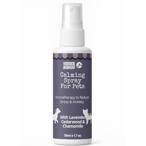 Kräuter-Beruhigungsspray für Haustiere – 50 ml natürliches Heim- und Reisespray mit Lavendel, Kamille, Zedernholz – reduziert Stress und Angst bei Hunden und Katzen – Verwendung auf Bettwäsche