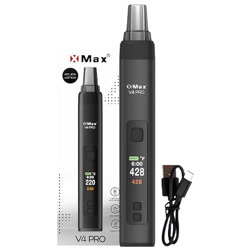 XMAX V4 Pro Dry Herb Vaporizer USB-C Charging Removable Battery OLED Display Session or On-Demand Modes Temperature Control - No Nicotine