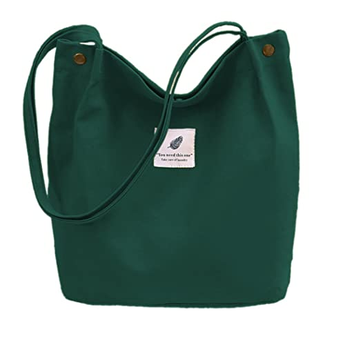 oukesin Bolso de Lona para Mujer Bolso de Hombro de Gran Capacidad Turismo Informal,Verde Oscuro