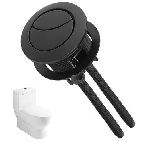 UIHRLM Black Toilet Flush Button Replacement, 1 Pack 38mm Dual Toilet Flush Button Kit, Round Head Toilet Flush Replacement Accessories Bathroom Fixtures for Water Tank Repair (Black)
