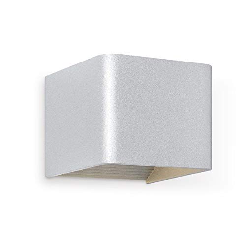 Home Sweet Home Moderno Lámpara de pared Anna | 11/8.5/8.5cm | Plata | Lámpara de pared fabricada en aluminio | LED integrado | 6W 3000K 300lm | adecuada para la sala de estar