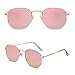 SOJOS Small Square Polarized Sunglasses for Men and Women Polygon Mirrored Lens SJ1072 with Gold Frame/Pink Mirrored Lens