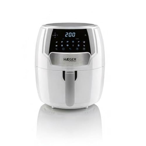 HAEGER Freidora Sin Aceite Air Feast 4.2l, Blanca, 1500W, Panel Táctil, Cesta Antiadherente, 13 Programas