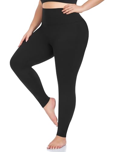 we fleece Plus Size Leggings for Women -Stretchy XL-4XL Yoga Pants Tummy Control High Waist Workout Leggings