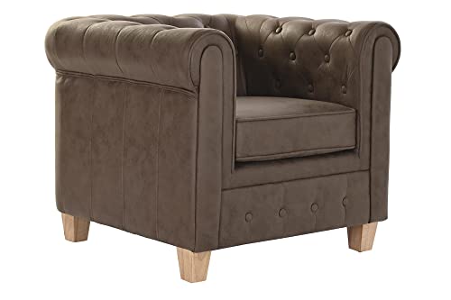 CHELM HOME, Sillón Chesterfield 80X80X70, Sillon de Salon Clasico, Sillon Poliester Antimanchas, Sillon de Diseño Clasico, Sillon de Calidad.