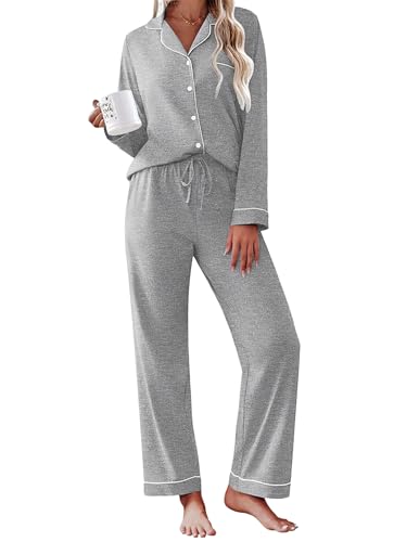 Ekouaer Womens Pajamas Set Cotton Long Sleeve...