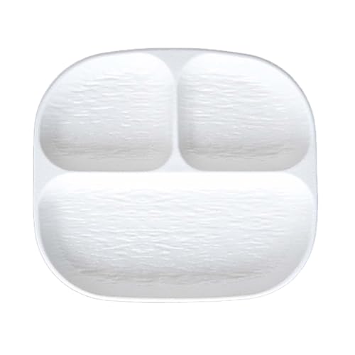 Vassoio da portata quadrato, 7,3 × 8,2 × 1,2 pollici, in ceramica con texture effetto roccia, piatto per il controllo delle porzioni per adulti, piatto diviso per la perdita di peso e diete(Bianco)