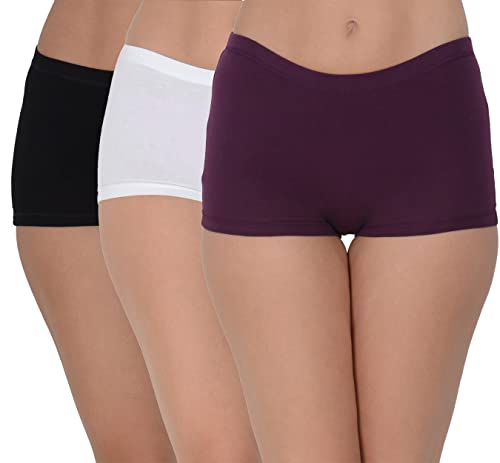 Image of EVA & JOY Women's Cotton Solid Mid-Rise Boyshort Panty