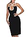 Women's Halter Backless Bodycon Mini Dress 2025 Spring Fashion Cross Straps Contrast Hollow Out Slim Fit Dress Black