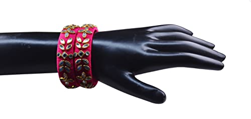 Goelx Silk Thread Bangles Pink Must Have Beautiful Kundan Bangles Set For Women #TOP3