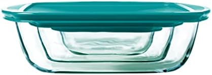 Pyrex® Cook & Store Set of 3 Rectangular Glass Food Storage Dishes with Lids (0.4L, 1.1L & 2.5L) - BPA Free