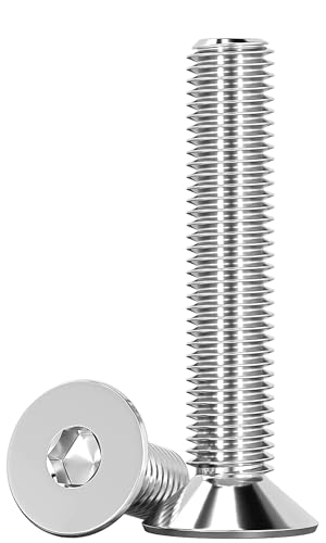 Image of Humyu M5 Hex Bolts 40mm, 25Pcs M5 Countersunk Bolts, Hex Socket Countersunk 304 Stainless Steel Allen Key Bolts, Full Thread Fasteners, Bright Finish, for Making Installation