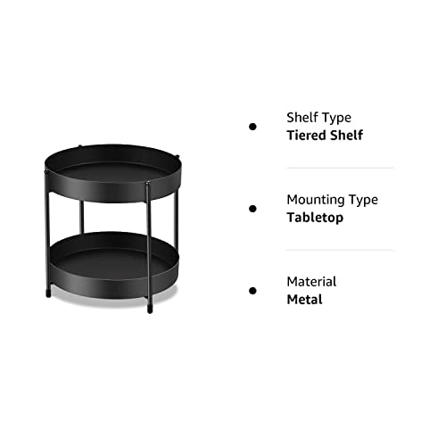 2-Tier Bathroom Countertop Organizer Decorative Tray Vanity Tray Cosmetic & Makeup Storage Standing Shelf, Black #TOP6