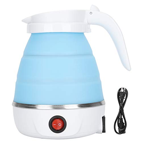 Omabeta Small Electric Kettle Travel Kettle Folding Water Boiler Portable Silicone Household Electric Kettle 400W US Plug 110V Portable Water Boiler Collapsible Kettle (Blue)
