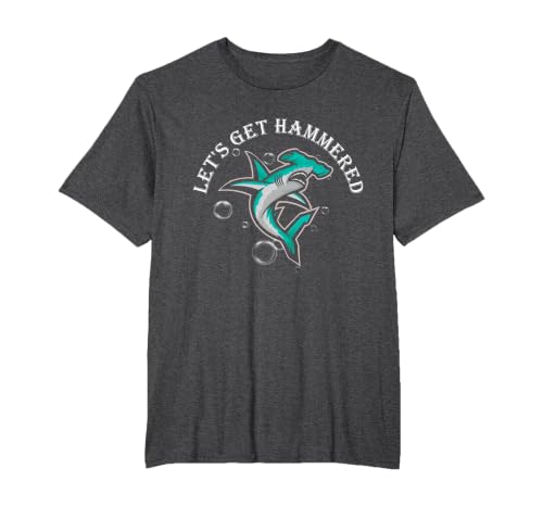 Let is Get Hammered Funny Hammerhead Shark T-Shirt, Men's Big and Tall, Dark Heather Grey, 3X Tall
