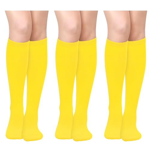 Olreco Yellow Knee High Socks Women Long Yellow Socks Women Knee High Halloween Sock Womens Halloween Costume Woman Crayon Sock