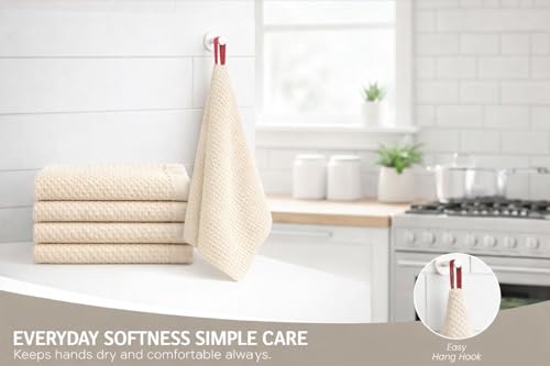Image of Ameri-Homes 100% Cotton Waffle Kitchen Dish Cloths 6-Pack- Ultra Absorbent & Quick Dry, Counters & Kitchen Use - Soft, Durable & Lint-Free13.50X13.50 inches (Off-White)
