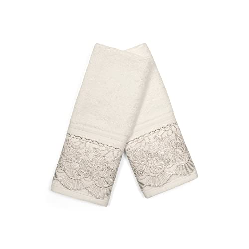 Kit Social (Lavabo) 2 Peças com Renda 30cm x 50cm em Algodão Egípcio 500g/m² Buettner Estela Cor Mar