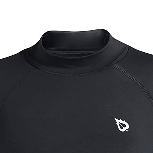 Baleaf Youth Boys Compression Thermal Shirt Fleece Baselayer Long Sleeve Cold Gear Mock Top Baseball Football Undershirt Black Size M #TOP3