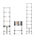 Telescoping Ladder, 8.5ft Stainless Steel Extension Ladder, Anti-Slip Rubber Feet Portable Heavy Duty Ladder 330lbs Max Capacity Lightweight Ladder Multi-Purpose Collapsible Ladder for Outdoor Indoor