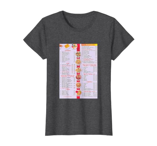 Chinese Food Menu T-Shirt, Women, Dark Heather Grey, Small