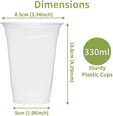 Vatzon Plastic Cups - Pack of 50 Premium Quality Disposable Cups 330 ML PET Clear Drinking Glasses for Beer, Pool Party, Picnic and BBQ