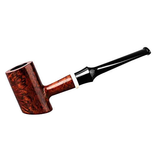 Muxiang Tobacco Pipe Handmade Briar Root Pipes Hammer Desktop Pipe Wooden Straight Stem,Gift Box Package Set (Scraper/Stand/Filter Element/Filter Ball/Small Bag/Box) Aa0442S-1 #TOP1