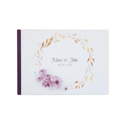 Libro de firmas personalizado para Bodas | Portada + 1ª Página Tapa dura A5 o A4 | 40 hojas 80 páginas papel blanco 120g | Libro de Invitados Testigos
