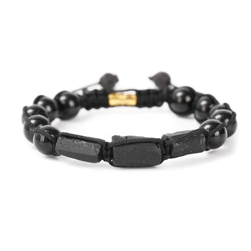 Bracelet tourmaline noire et onyx noir : pierres naturelles de haute qualité façonnées à la main