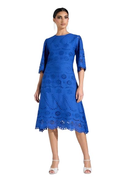 SINOIR Woven Women Schiffli Dress L Ink Blue