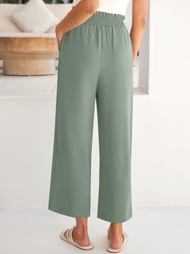 Image of ANRABESS Womens Wide Leg Palazzo Pants Summer Beach High Waisted Cropped Flowy Pants 2026 Dressy Casual Trousers with Pockets