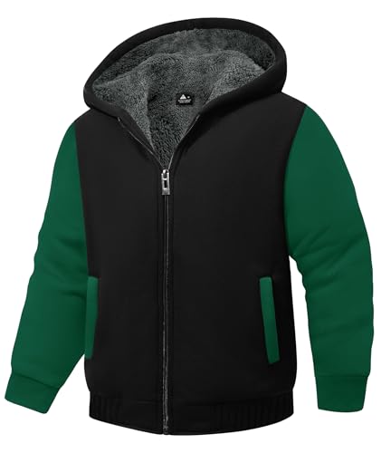 Image of GEEK LIGHTING Boys Sherpa Lined Hoodie Kids Fleece Sweatshirt Full Zip Hooded Jacket