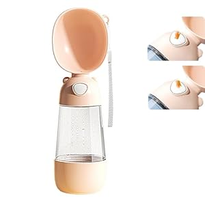 HongWangCheng Dog Water Bottle, 19 oz, Portable, Leakproof, with Food Container, Suitable for Dogs of, Outdoor Use