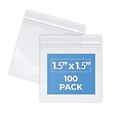 100 Clear Small Zipper Lock Baggies Craft Resealable Plastic Baggy 2 Mil Zipper Poly Bags (1.5" x 1.5")