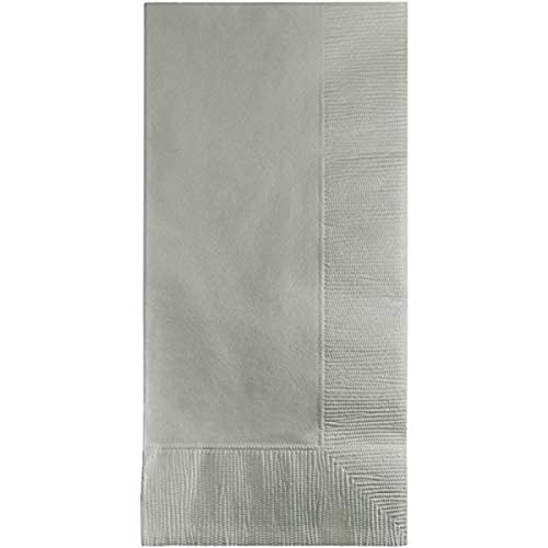 Creative Converting Touch of Color 2-Ply 50 Count Paper Dinner Napkins, Shimmering Silver