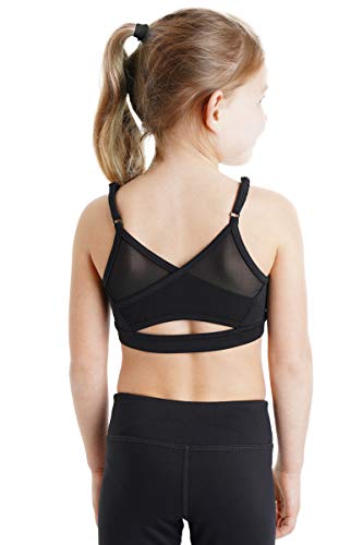 Liakada Girls Supportive Bra Top with Integrated Bra Shelf Liner for Dance, Gymnastics, Yoga, Cheer! Black2