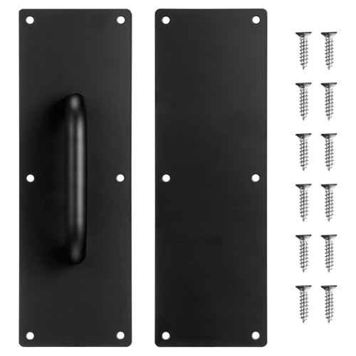 HEALEEP Manija de Tracción para Puerta Cortafuegos de Acero Inoxidable 304 Tirador Comercial Negro Tornillos Compatible Puertas Corredizas Acceso Interiores Industriales