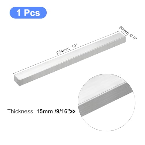 Image of uxcell Square Aluminum Flat Bar, 9 /16 inch Thick 0.8 inch Width 10 inch Length Square Aluminum Bar 6061 Aluminum Flat Plate, 15 x 20 x 254mm T6511 Solid New Mill Stock for Industrial Building